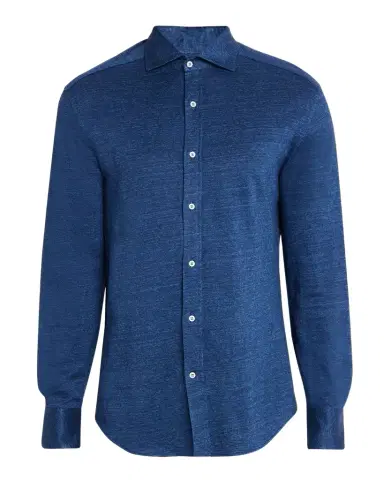 Brunello Cucinelli Men's Linen and Cotton Heathered Sport Shirt | Thumbnail 1 Brunello Cucinelli Men's Linen and Cotton Heathered Sport Shirt | Thumbnail 1