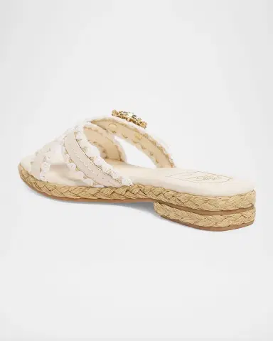 Roger Vivier Raffia & Leather Espadrille Sandals with Strass Buckle | Thumbnail 2 Roger Vivier Raffia & Leather Espadrille Sandals with Strass Buckle | Thumbnail 2