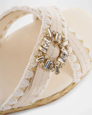 Roger Vivier Raffia & Leather Espadrille Sandals with Strass Buckle | Thumbnail 3 Roger Vivier Raffia & Leather Espadrille Sandals with Strass Buckle | Thumbnail 3