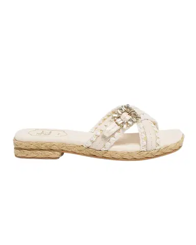 Roger Vivier Raffia & Leather Espadrille Sandals with Strass Buckle | Thumbnail 1 Roger Vivier Raffia & Leather Espadrille Sandals with Strass Buckle | Thumbnail 1