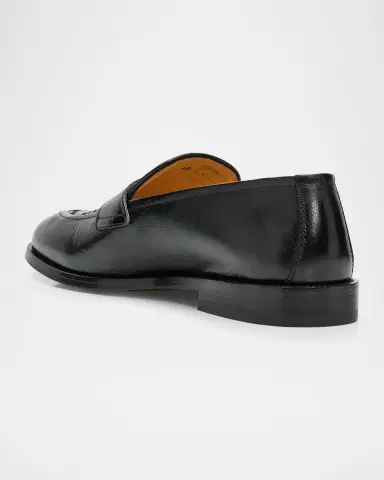 Brunello Cucinelli Men's Woven Vamp Leather Penny Loafers | Thumbnail 2 Brunello Cucinelli Men's Woven Vamp Leather Penny Loafers | Thumbnail 2