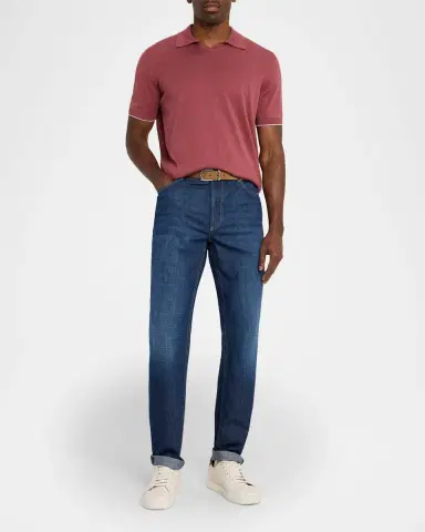 Brunello Cucinelli Men's Denim Classic Fit Five-Pocket Jeans | Thumbnail 2 Brunello Cucinelli Men's Denim Classic Fit Five-Pocket Jeans | Thumbnail 2