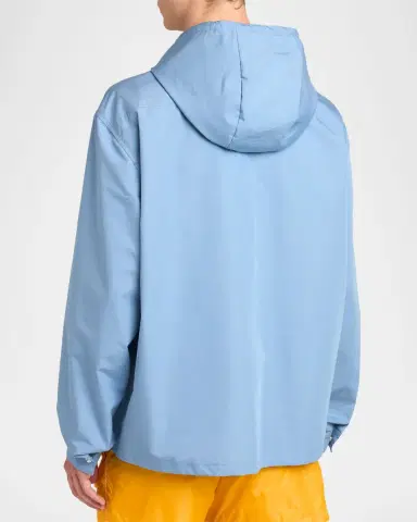 Moncler Men's Pocket-Logo Poplin Full-Zip Hoodie | Thumbnail 3 Moncler Men's Pocket-Logo Poplin Full-Zip Hoodie | Thumbnail 3