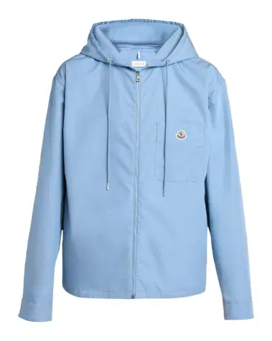 Moncler Men's Pocket-Logo Poplin Full-Zip Hoodie | Thumbnail 1 Moncler Men's Pocket-Logo Poplin Full-Zip Hoodie | Thumbnail 1