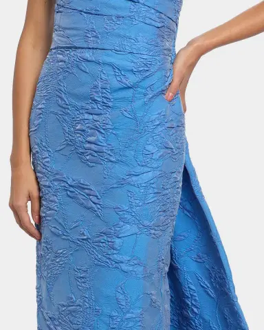 Monique Lhuillier Strapless Draped-Train Bubble Jacquard Column Gown | Thumbnail 5 Monique Lhuillier Strapless Draped-Train Bubble Jacquard Column Gown | Thumbnail 5