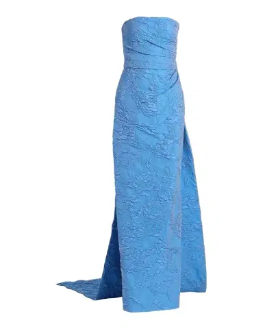 Monique Lhuillier Strapless Draped-Train Bubble Jacquard Column Gown | Thumbnail 1 Monique Lhuillier Strapless Draped-Train Bubble Jacquard Column Gown | Thumbnail 1