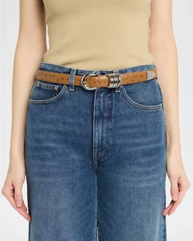 Déhanche Hollyhock Ostrich-Embossed Leather Belt | Thumbnail 2 Déhanche Hollyhock Ostrich-Embossed Leather Belt | Thumbnail 2