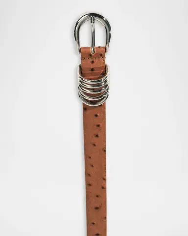 Déhanche Hollyhock Ostrich-Embossed Leather Belt | Thumbnail 4 Déhanche Hollyhock Ostrich-Embossed Leather Belt | Thumbnail 4