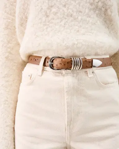 Déhanche Hollyhock Ostrich-Embossed Leather Belt | Thumbnail 5 Déhanche Hollyhock Ostrich-Embossed Leather Belt | Thumbnail 5