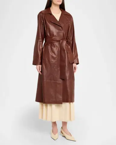 Arma Yava Wrap-Front Leather Coat | Thumbnail 4 Arma Yava Wrap-Front Leather Coat | Thumbnail 4