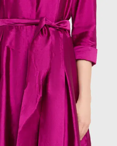 Rickie Freeman for Teri Jon 3/4-Sleeve Taffeta Shirtdress Gown | Thumbnail 5 Rickie Freeman for Teri Jon 3/4-Sleeve Taffeta Shirtdress Gown | Thumbnail 5