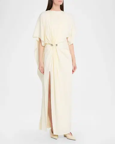 Brandon Maxwell Draped Embellished Crepe Maxi Dress | Thumbnail 4 Brandon Maxwell Draped Embellished Crepe Maxi Dress | Thumbnail 4