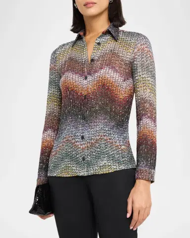 Missoni Sequined Wefted Loom Knit Button-Down Shirt | Thumbnail 4 Missoni Sequined Wefted Loom Knit Button-Down Shirt | Thumbnail 4