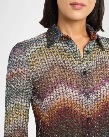 Missoni Sequined Wefted Loom Knit Button-Down Shirt | Thumbnail 5 Missoni Sequined Wefted Loom Knit Button-Down Shirt | Thumbnail 5