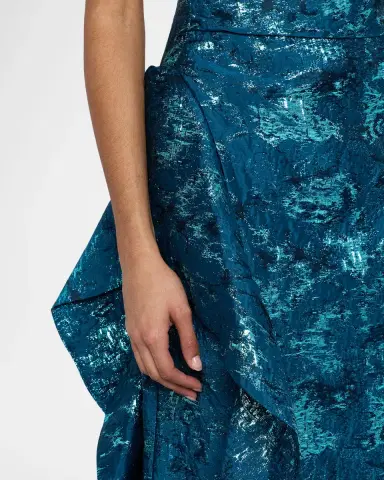 Rickie Freeman for Teri Jon Metallic Jacquard One-Shoulder Side-Ruffle Gown | Thumbnail 5 Rickie Freeman for Teri Jon Metallic Jacquard One-Shoulder Side-Ruffle Gown | Thumbnail 5
