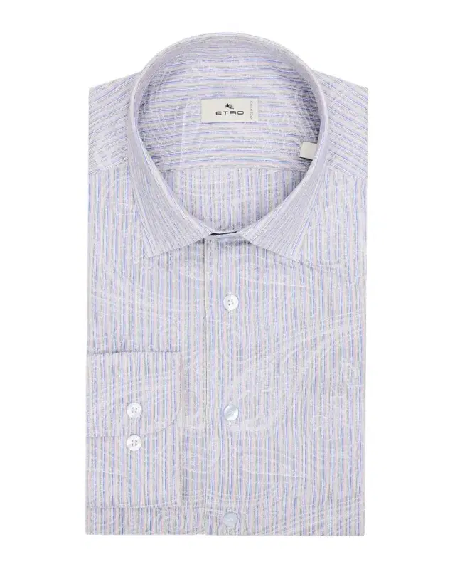 Men 's Roma Stripe and Paisley Cotton Jacquard Shirt Men 's Roma Stripe and Paisley Cotton Jacquard Shirt