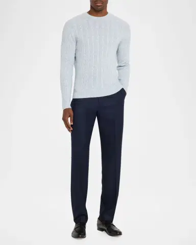 dunhill Men's Cashmere and Linen Cable-Rib Crewneck Sweater | Thumbnail 2 dunhill Men's Cashmere and Linen Cable-Rib Crewneck Sweater | Thumbnail 2