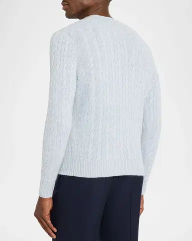 dunhill Men's Cashmere and Linen Cable-Rib Crewneck Sweater | Thumbnail 3 dunhill Men's Cashmere and Linen Cable-Rib Crewneck Sweater | Thumbnail 3