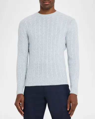 dunhill Men's Cashmere and Linen Cable-Rib Crewneck Sweater | Thumbnail 4 dunhill Men's Cashmere and Linen Cable-Rib Crewneck Sweater | Thumbnail 4
