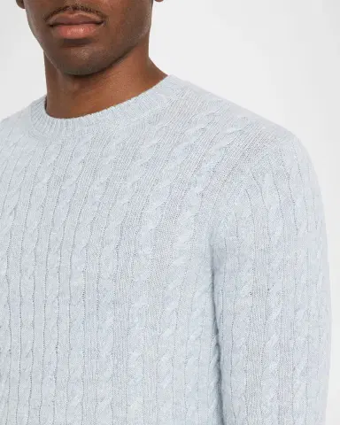 dunhill Men's Cashmere and Linen Cable-Rib Crewneck Sweater | Thumbnail 5 dunhill Men's Cashmere and Linen Cable-Rib Crewneck Sweater | Thumbnail 5