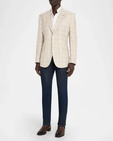 Stefano Ricci Men's Cashmere and Silk Windowpane Plaid Sport Coat | Thumbnail 2 Stefano Ricci Men's Cashmere and Silk Windowpane Plaid Sport Coat | Thumbnail 2