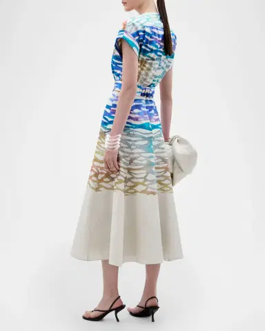 Silvia Tcherassi Sakura Coral Symphony Belted Midi Dress | Thumbnail 3 Silvia Tcherassi Sakura Coral Symphony Belted Midi Dress | Thumbnail 3