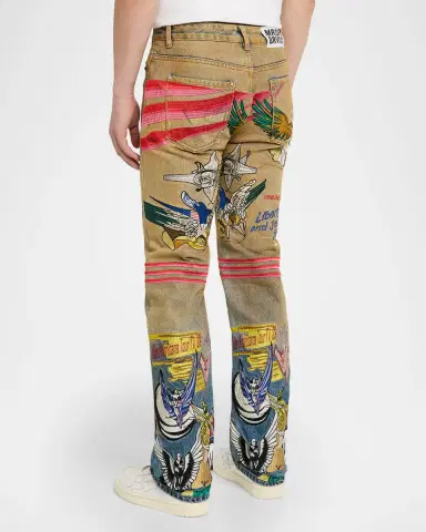 WHO DECIDES WAR Men 's Embroidered Liberty Denim Slim Fit Jeans | Thumbnail 3 WHO DECIDES WAR Men 's Embroidered Liberty Denim Slim Fit Jeans | Thumbnail 3