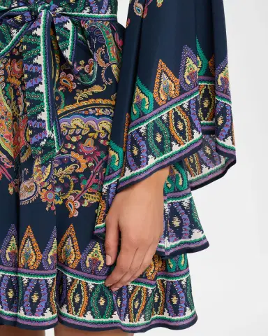 Etro Paisley Silk Belted Bell-Sleeve Mini Dress | Thumbnail 5 Etro Paisley Silk Belted Bell-Sleeve Mini Dress | Thumbnail 5