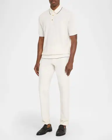 Stefano Ricci Men's Jacquard Silk Knit Polo Shirt | Thumbnail 2 Stefano Ricci Men's Jacquard Silk Knit Polo Shirt | Thumbnail 2