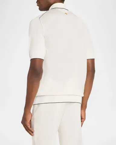 Stefano Ricci Men's Jacquard Silk Knit Polo Shirt | Thumbnail 3 Stefano Ricci Men's Jacquard Silk Knit Polo Shirt | Thumbnail 3