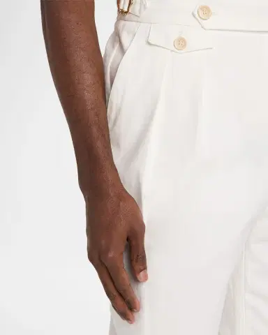 Brunello Cucinelli Men's Cotton Pleated Trousers with Waist Tabs | Thumbnail 5 Brunello Cucinelli Men's Cotton Pleated Trousers with Waist Tabs | Thumbnail 5