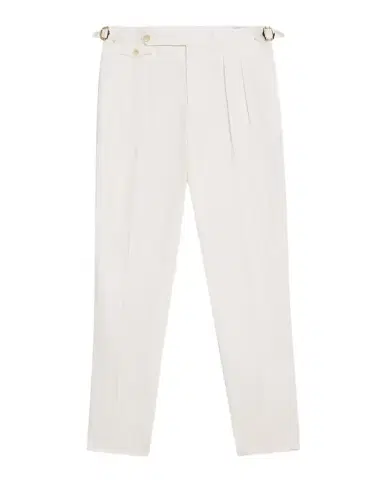Brunello Cucinelli Men's Cotton Pleated Trousers with Waist Tabs | Thumbnail 1 Brunello Cucinelli Men's Cotton Pleated Trousers with Waist Tabs | Thumbnail 1