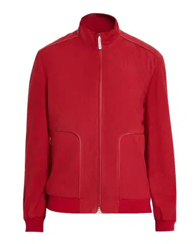 Stefano Ricci Men's Perforated Suede Zip-Pocket Blouson | Thumbnail 1 Stefano Ricci Men's Perforated Suede Zip-Pocket Blouson | Thumbnail 1
