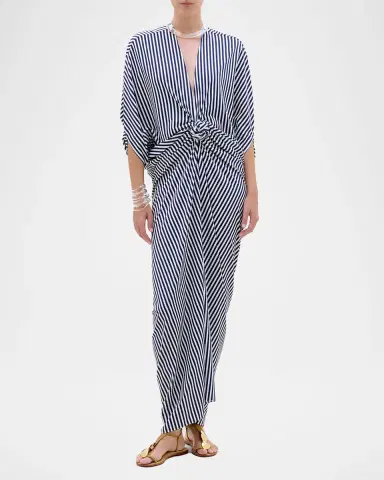 Silvia Tcherassi Fiore Striped Knotted Maxi Tunic Dress | Thumbnail 3 Silvia Tcherassi Fiore Striped Knotted Maxi Tunic Dress | Thumbnail 3