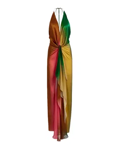 Silvia Tcherassi Dixon Twisted Satin Plunging Halter Maxi Dress | Thumbnail 1 Silvia Tcherassi Dixon Twisted Satin Plunging Halter Maxi Dress | Thumbnail 1
