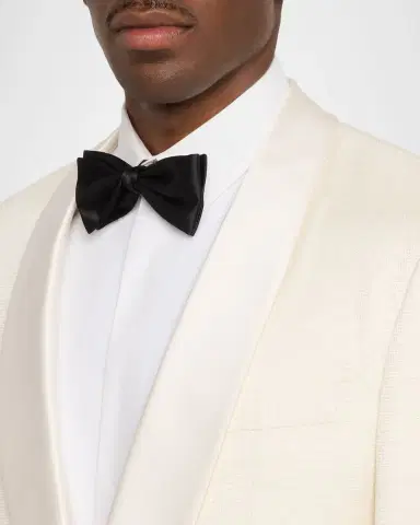 Stefano Ricci Men's Textured Linen Silk-Shawl Lapel Evening Jacket | Thumbnail 5 Stefano Ricci Men's Textured Linen Silk-Shawl Lapel Evening Jacket | Thumbnail 5