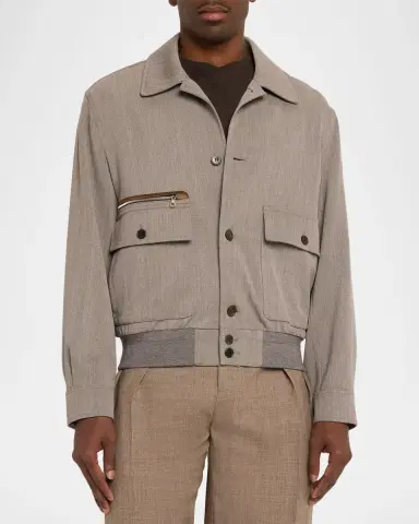 dunhill Men's Super 120S Wool Bomber Jacket | Thumbnail 4 dunhill Men's Super 120S Wool Bomber Jacket | Thumbnail 4
