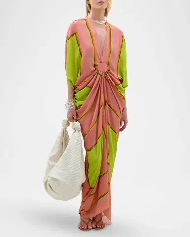 Silvia Tcherassi Fiore Gathered Maxi Tunic Dress | Thumbnail 2 Silvia Tcherassi Fiore Gathered Maxi Tunic Dress | Thumbnail 2
