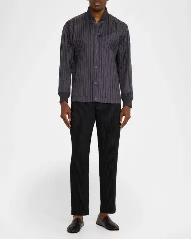 Homme Plissé Issey Miyake Men's Polyester Pleated Straight-Leg Pants | Thumbnail 2 Homme Plissé Issey Miyake Men's Polyester Pleated Straight-Leg Pants | Thumbnail 2