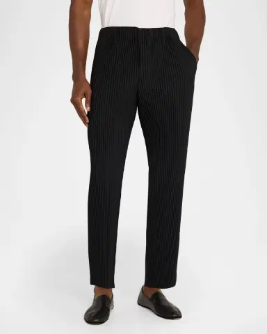 Homme Plissé Issey Miyake Men's Polyester Pleated Straight-Leg Pants | Thumbnail 4 Homme Plissé Issey Miyake Men's Polyester Pleated Straight-Leg Pants | Thumbnail 4