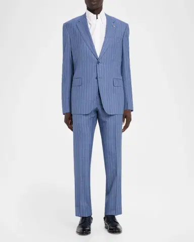 Stefano Ricci Men's Chalkstripe Wool and Silk Two-Piece Suit | Thumbnail 2 Stefano Ricci Men's Chalkstripe Wool and Silk Two-Piece Suit | Thumbnail 2