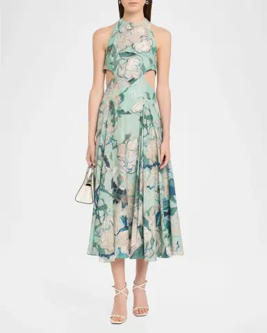 Givenchy Floral-Print Cutout Halter Midi Dress | Thumbnail 2 Givenchy Floral-Print Cutout Halter Midi Dress | Thumbnail 2