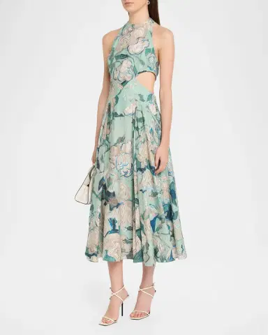 Givenchy Floral-Print Cutout Halter Midi Dress | Thumbnail 4 Givenchy Floral-Print Cutout Halter Midi Dress | Thumbnail 4