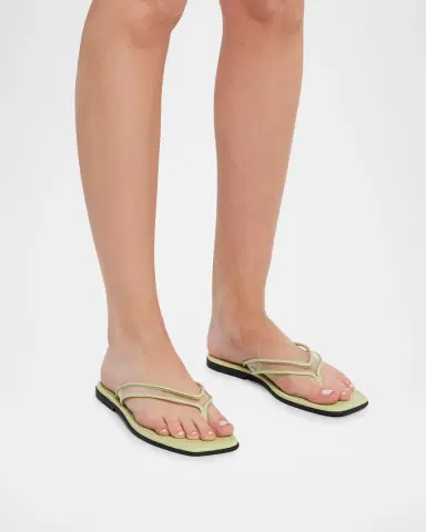 Veronica Beard Clea Leather-Trimmed Jelly Thong Sandals | Thumbnail 2 Veronica Beard Clea Leather-Trimmed Jelly Thong Sandals | Thumbnail 2
