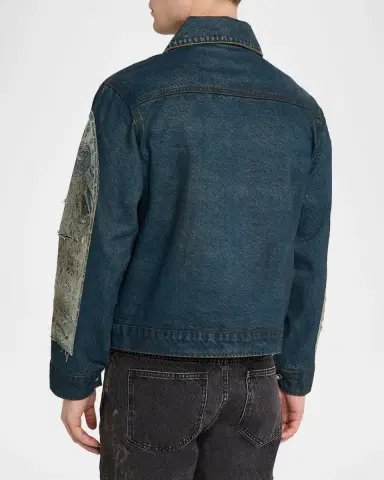 Who Decides War Men's Mechanic Embroidered Patchwork Trucker Jacket | Thumbnail 3 Who Decides War Men's Mechanic Embroidered Patchwork Trucker Jacket | Thumbnail 3