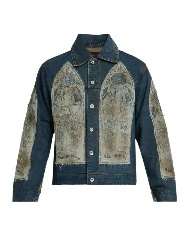 Who Decides War Men's Mechanic Embroidered Patchwork Trucker Jacket | Thumbnail 1 Who Decides War Men's Mechanic Embroidered Patchwork Trucker Jacket | Thumbnail 1