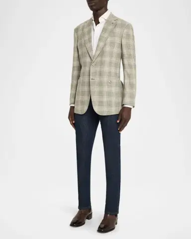 Stefano Ricci Men's Wool, Silk and Cotton Glen Plaid Sport Coat | Thumbnail 2 Stefano Ricci Men's Wool, Silk and Cotton Glen Plaid Sport Coat | Thumbnail 2