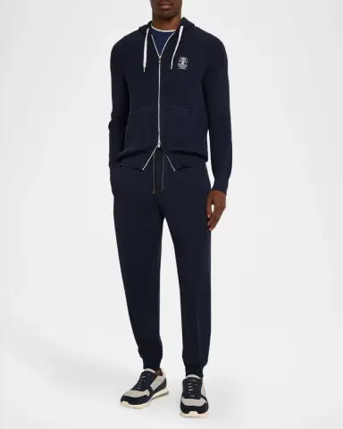 Brunello Cucinelli Men's Logo Cotton Hoodie | Thumbnail 2 Brunello Cucinelli Men's Logo Cotton Hoodie | Thumbnail 2