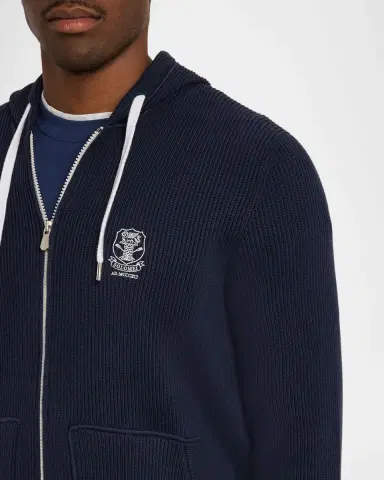 Brunello Cucinelli Men's Logo Cotton Hoodie | Thumbnail 5 Brunello Cucinelli Men's Logo Cotton Hoodie | Thumbnail 5