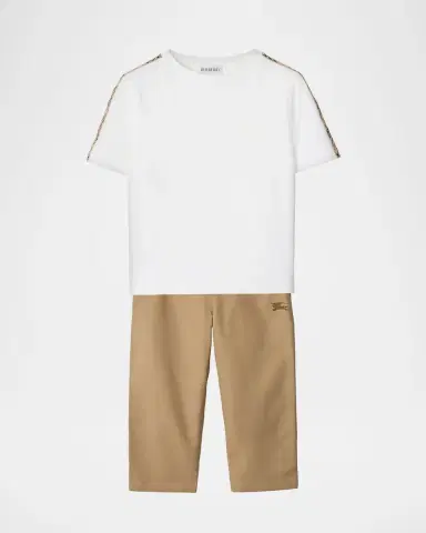Burberry Kid's Check-Trim Cotton T-Shirt | Thumbnail 2 Burberry Kid's Check-Trim Cotton T-Shirt | Thumbnail 2